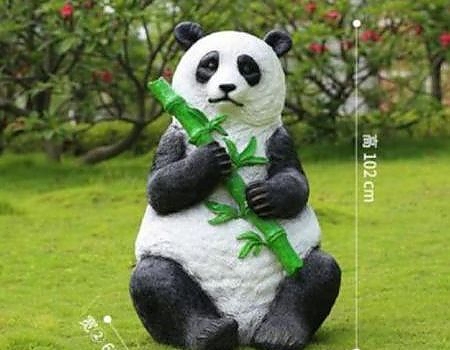 Panda statue with bamboo at a San Francisco event